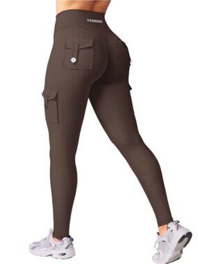 Butt Lifting Cargo Leggings High Rise Hidden Scrunch Pockets Workout Yoga